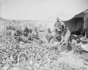 British Soldiers making bombs from Jam Tins