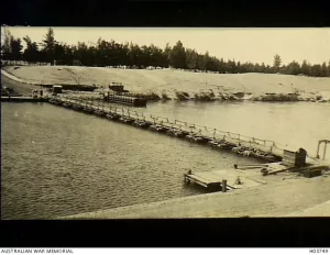 Pontoon bridge across the Suez Canal at Serapeum