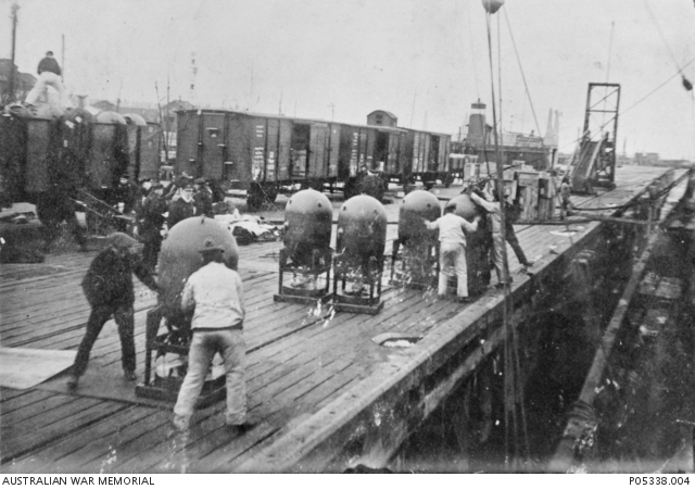 Loading Mines onto SMS Wolf in Kiel