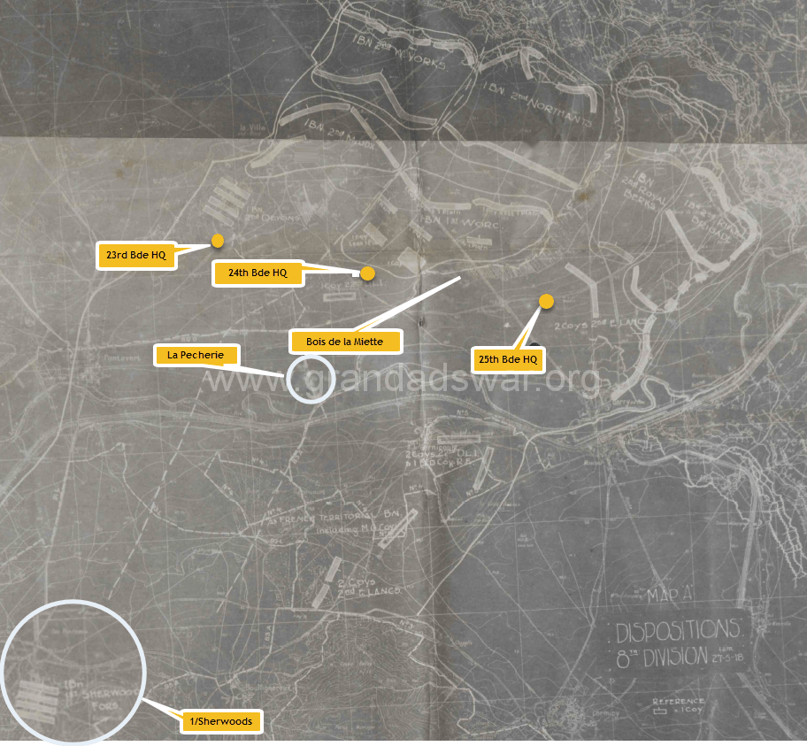 8th Division Positions @ 1am May 27, 1918