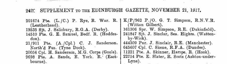 Edwin Slater Edinburgh Gazette 1917