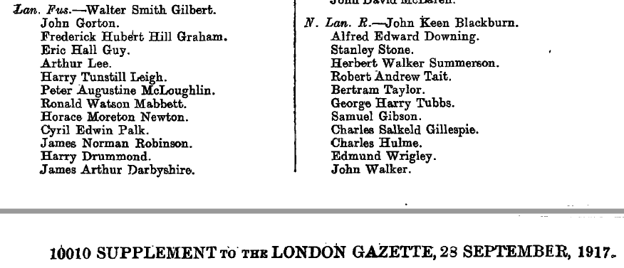 Supplement to the London Gazette 23-9-1917