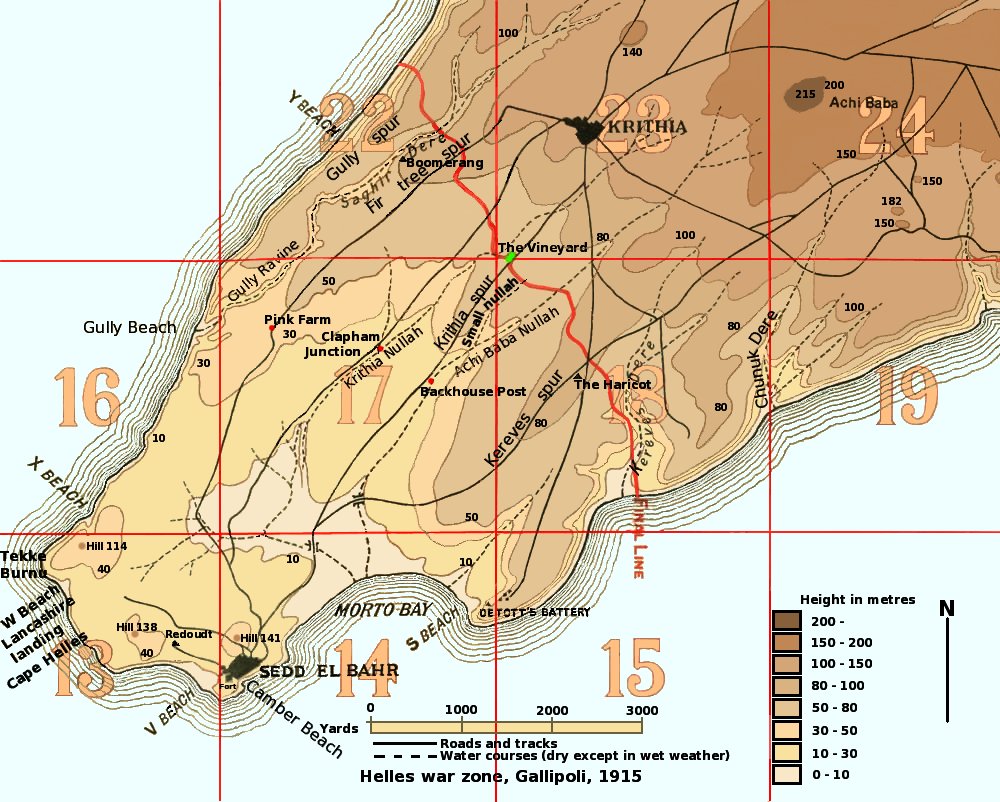 Map of War Zone in Gallipoli 1915