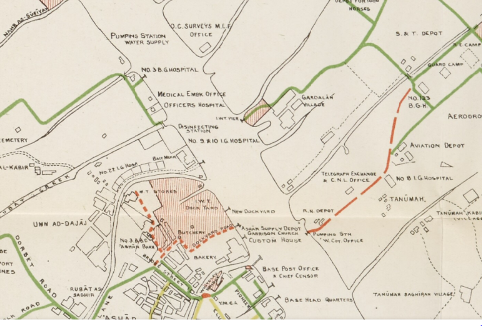 Map of Basra Showing No 3 B.G.H.