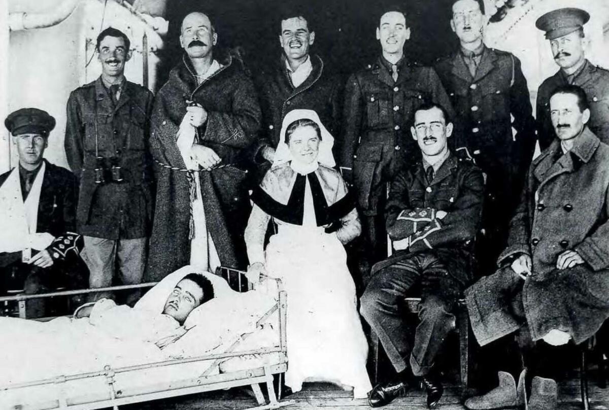 Captain Forshaw and unidentified QAIMNS Staff Nurse on the Hospital Ship Goorkha, 1915