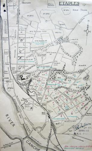 Etaples Annotated Map from 1919