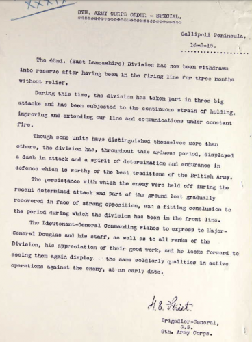 General's Letter 14th August 1915