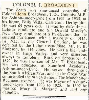 John Broadbent Obituary, London Times