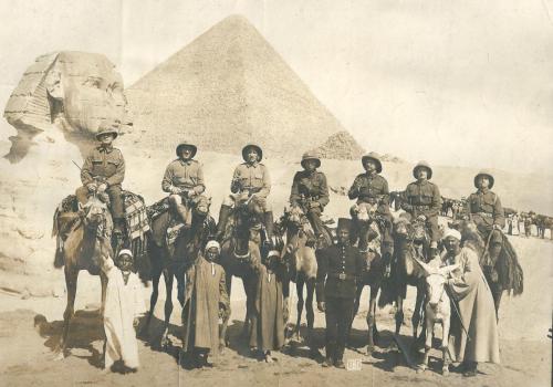 Pte Monks (Centre) on a Camel