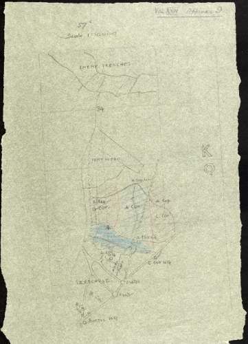 1/9th Manchesters Map Havrincourt Wood June 1917