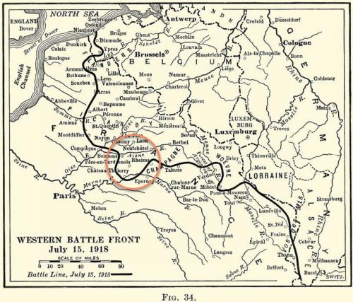 Map of the Western Front. July 15, 1918.