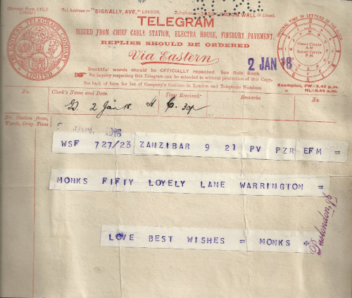 Telegram from the VITA Jan 2, 1918